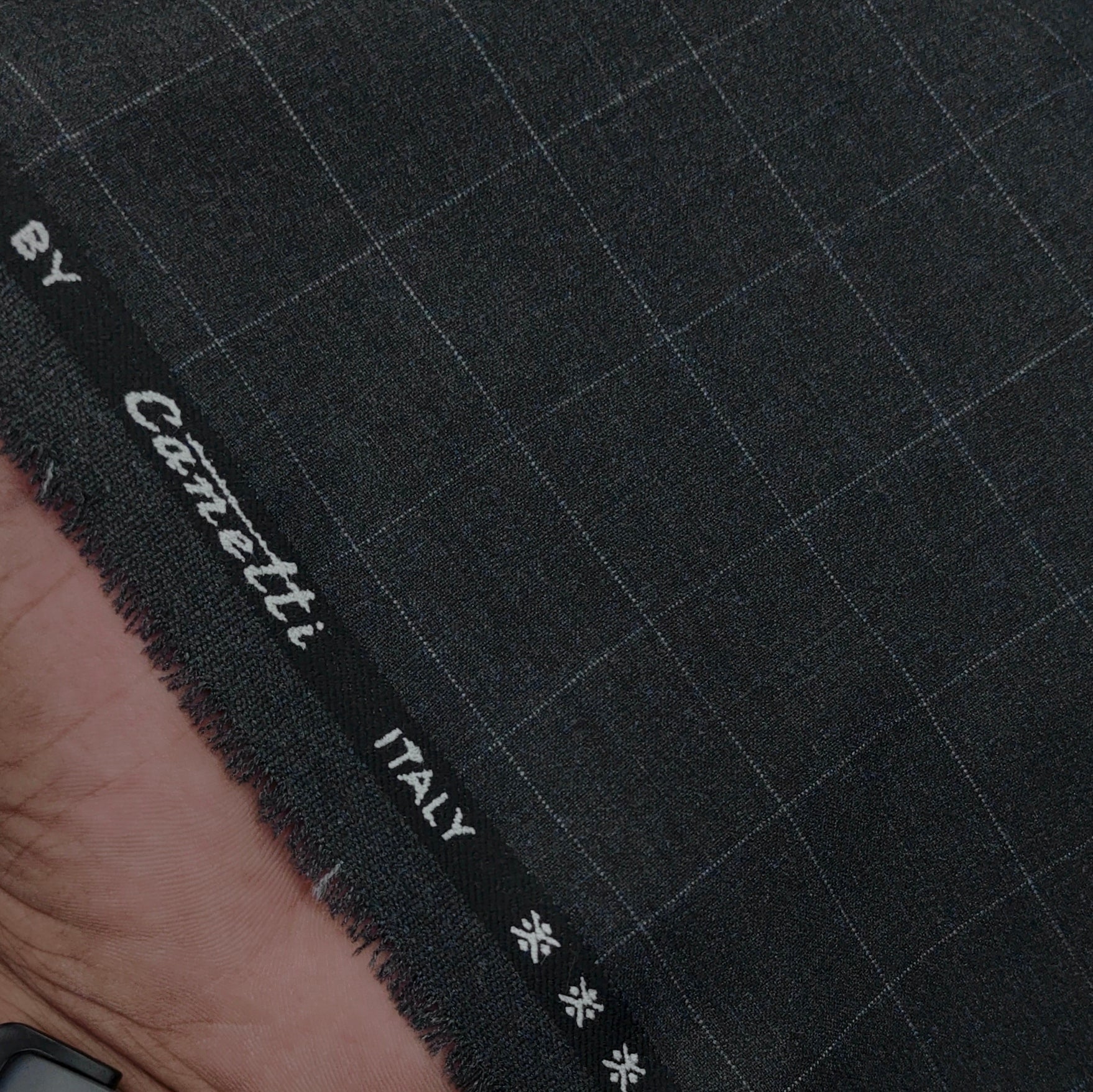 Trouser Fabric Canetti Italy Luxury 4Way Stretchable Tartan Check Colour Grey